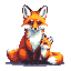 Pixel Art: Detailed cute red fox and his pup, with bright white underside, fine shading (generated with AI by Galrin Shapeshifter).