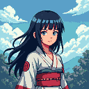Pixel Art: Hinata Hyuuga (Naruto) (generated with AI by Tynvar Spirit).