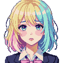 Dreamy Girl's Weary Gaze: Pastel Anime Portrait