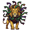 Mythic Lion with Serpent Mane: Dark Fantasy Beast
