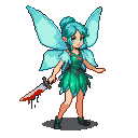 Pixel Art: cool pixie with bloody knife