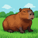 Pixel Art: capybara，brown fur，lazy