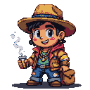 Streetwise Colombian youth with a mischievous grin, wearing a wide-brimmed hat, red hoodie, tan jacket, and distressed blue jeans. A satchel hangs at their side, and they hold a small, smoking object.