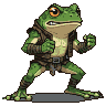 Pixel Art: frog fighter character