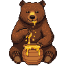 Pixel Art: mama bear eating honey