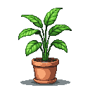 Pixel Art: plant in pot (generated with AI by sandacz).