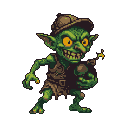 Pixel Art: very small goblin with bomb