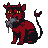 Pixel Art: devil cat eats mouse