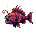 Pixel Art: deep-sea anglerfish (generated with AI and edited by Alouka).