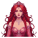 Fiery Princess: Regal Beauty in Jewel-Encrusted Gown