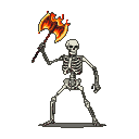 Pixel Art: skeleton warrior with fire axe