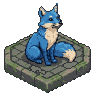 Pixel Art: blue fox isometric tile