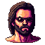 Pixel Art: classic doom like portrait, retro gaming style