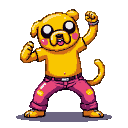 Pixel Art: Make Jake from Adventure Time dance funk and twerk.