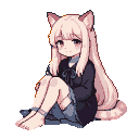 Pixel Art: девочка-кошкодевочка (catgirl). У неё светлые длинные волосы...