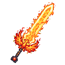 Pixel Art: huge legendary fire sword, game item (generated with AI by pixie.haus).