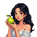 Pixel Art: Lady holding pear