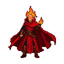 Pixel Art: fire mage in red cape