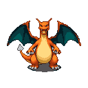 Pixel Art: Create a top down 2d front side sprite of Charizard. The spr...