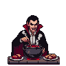 Pixel Art: vampire is prepering a mill