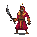 Pixel Art: djinn with huge machete