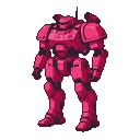 Pixel art generated with AI prompt: pink military mech