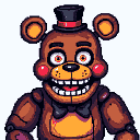 Pixel Art: Nightmare Fredbear (Five Nights at Freddy) (generated with AI by Tynvar Spirit).