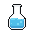 A clear blue potion bottle with lighter blue bubbles, outlined in white.