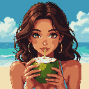 Pixel art generated with AI prompt: a girl with brown eyes a