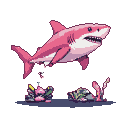 Pixel Art: pink shark