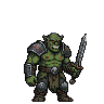 Pixel Art: orc set in different ranks