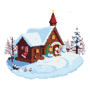 Pixel Art: Зеленая высокая новогодняя ель, украшенная игрушками