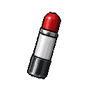 A red-capped lip balm tube angled against a black background.
