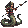 Pixel Art: serpent with woman body and spear