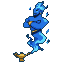 Pixel Art: blue fire djinn and lamp