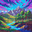 Pixel Art: scenery with vivid palette