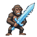 Pixel Art: monkey with ice sword - boss