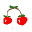 Retro Cherries: Glossy Fruit, Black Background, Digital Art