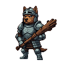 Pixel Art: dog knight holding club