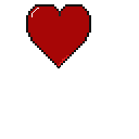 Bold red pixel art heart on a black background.