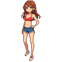 Pixel Art: anime woman beach outfit