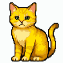 Pixel Art: cat，yellow fur