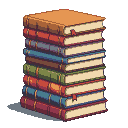 A stack of books in rich red, green, and blue with red bookmarks.