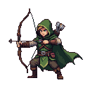 Pixel Art: hooded hunter with bow