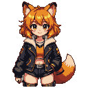 Pixel Art: Una chica con figura robusta de cabello naranja corto con Do...