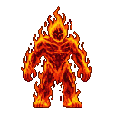 Pixel Art: fire elemental humanoid