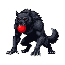 Pixel Art: werewolf with ball in mouth