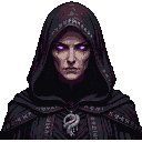 Pixel Art: necromancer priestess close-up portrait