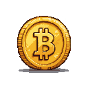 A gleaming golden Bitcoin coin with a prominent "B" symbol in the center, casting a subtle shadow.