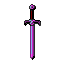 A magical 2D game asset sword with a vibrant purple gradient blade and a detailed pink and blue hilt.